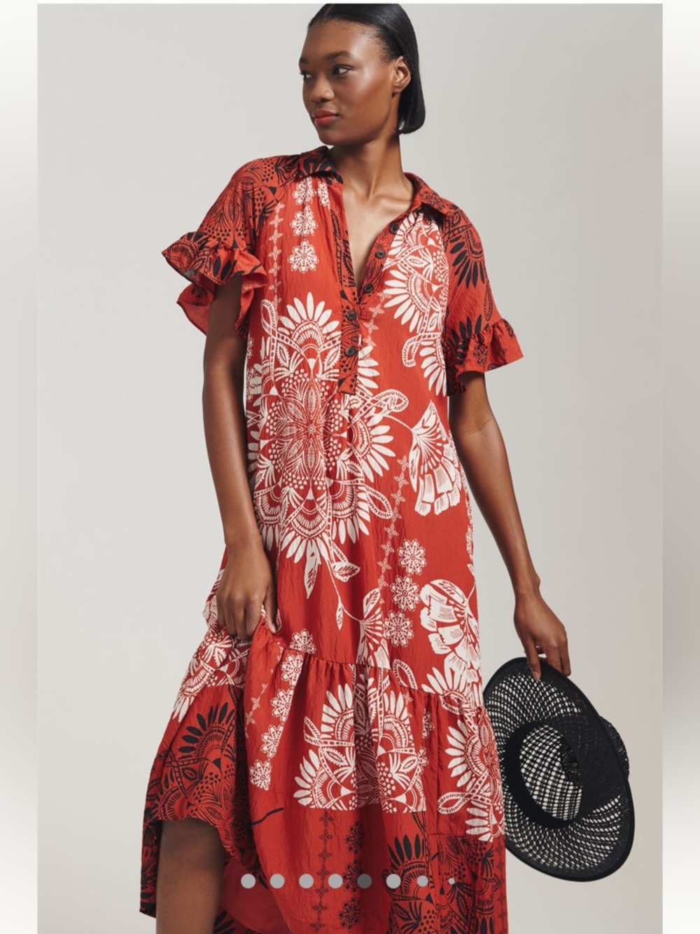 Anthropologie Ruffle sleeve midi dress.  EUC SIZE large.  STUNNING!